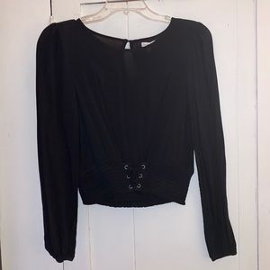 NWT Black Runched Long Sleeve Top